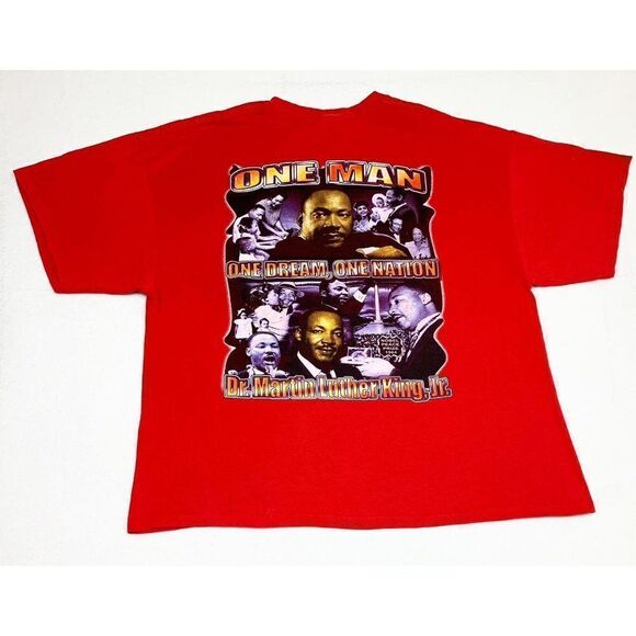 Vintage Y2K MLK T-Shirt Red 2XL Martin Luther King Jr Rap Tee Front and Back - Picture 2 of 10